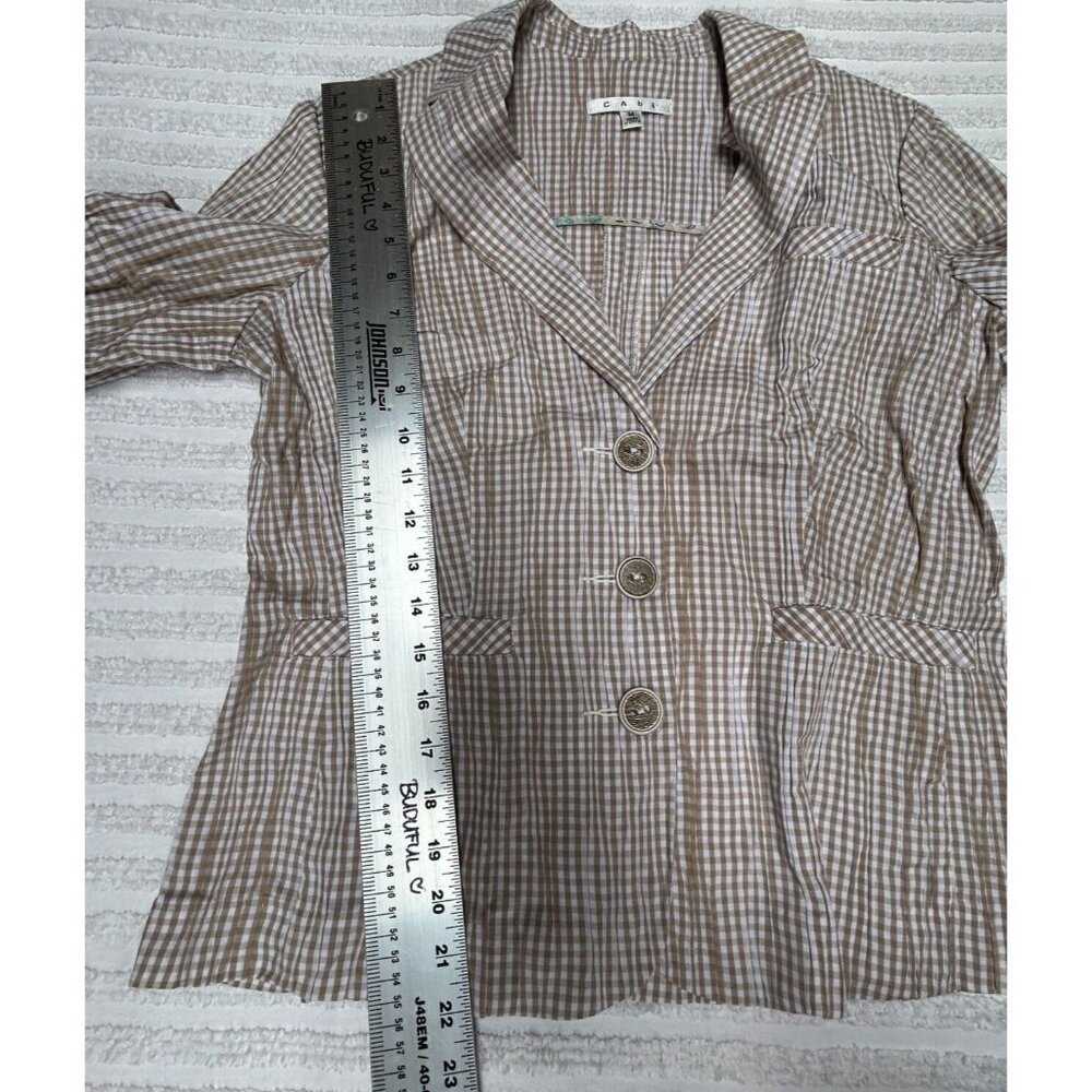 CAbi Style #346 Ginger Snap Crinkle Seersucker Gingham Blazer Jacket Medium - Picture 9 of 9